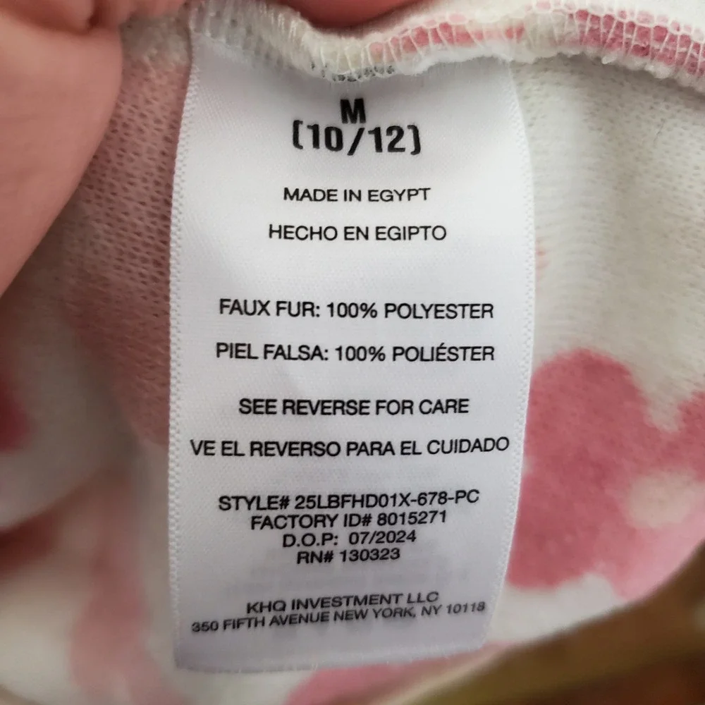 Lucky Brand Girls Pink Floral Popcorn Fleece Zip Up Jacket White Size M 10/12